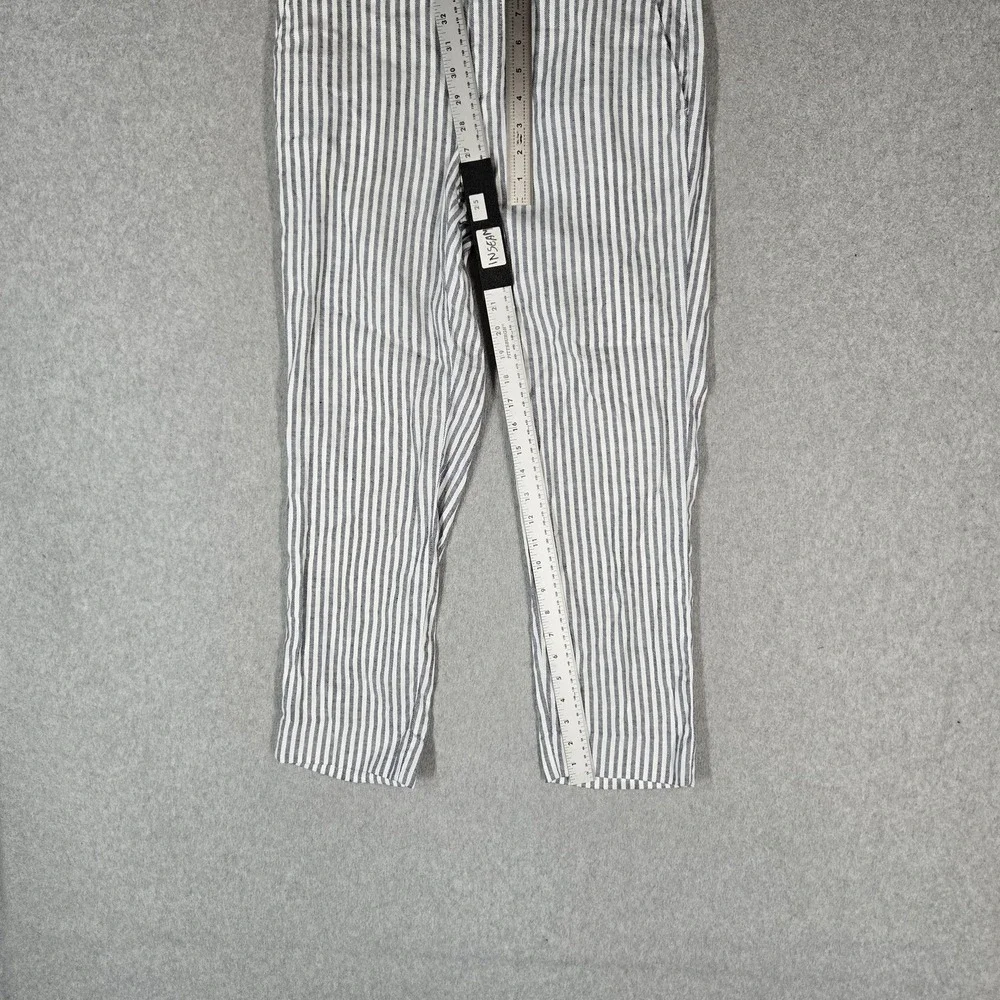 Banana Republic Women Pants 6 White Cotton Linen Striped Dress Pants Avery Slim
